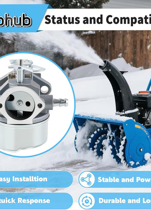 Carbhub 640052 Carburetor for Tecumseh HMSK80 HMSK90 HMSK100 LH318SA LH358SA Snow Blower Thrower 8HP 9HP 10HP Engine Tecumseh 640054 640349 Carburetor with Primer Bulb - 640052 Carburetor