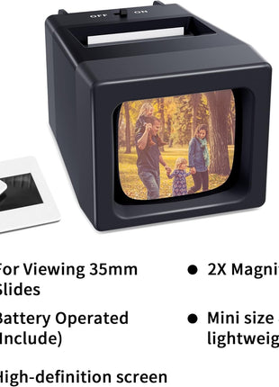 35mm Slide Viewer, 2X Magnification Slide Viewer for Viewing 35mm Slides, Slide Projector for Old Slides (2AAA Batteries Included)