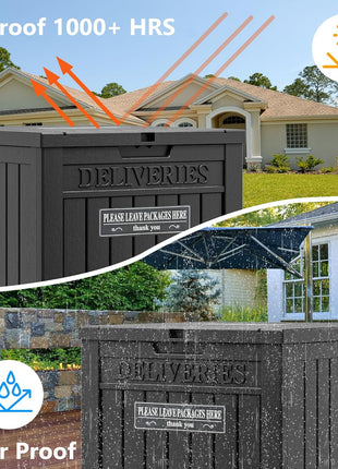 Package Delivery Box for Outside, 48 Gallon Storage with Lockable Secure, Large Resin Outdoor Package Drop Container