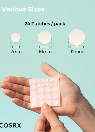 COSRX Acne Pimple Patches Absorbing Hydrocolloid Spot, 3 Size (96 Count) | Pimple Stickers for Blemishes and Zits Cover, Absorbs Zits & Blemish, Spot Stickers for Face and Body, Korean Skin Care