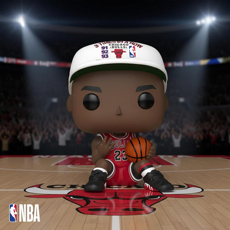 Funko POP! NBA: Bulls - Michael Jordan (3X in a Row) | Official Merch - Collectable Vinyl Figurine for Shelf Display - Birthday Gift Idea for Fans and Collectors