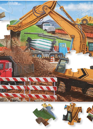 Melissa & Doug Building Site Floor Puzzle, 48 pc Jumbo Jigsaw Puzzle, Educational Screen Free Activity for Toddler, Preschoolers and Kids Ages 3+ (2 x 3 Feet) - FSC Certified