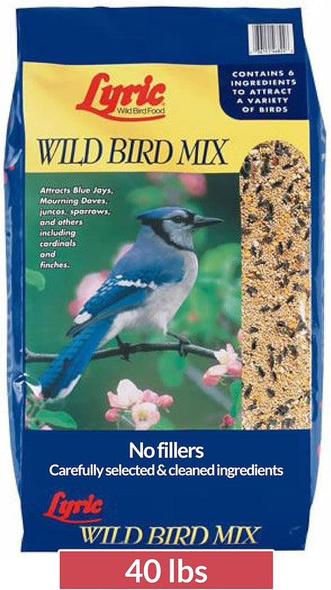 Lyric Wild Bird Mix - Includes Corn, Nuts, and Wild Bird Seed for Outside Feeders, Attracts Doves, Jays and Many More, 40 lb Bag