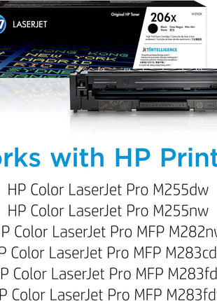 HP 206X Black Toner Cartridge | Works with Color LaserJet Pro M255, MFP M282, M283 Series | W2110X