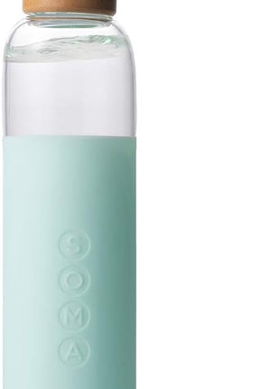 Soma Glass Water Bottle with Silicone Sleeve, BPA-Free, Mint, 25oz