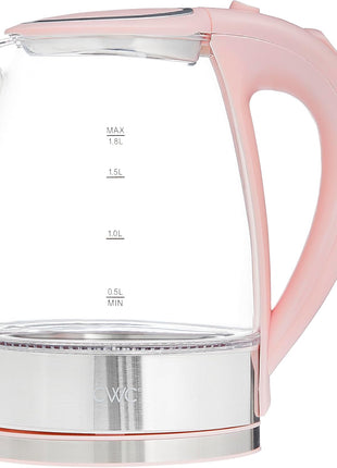 COOK WITH COLOR Electric Tea Kettle, 1.8L Cordless Hot Water Boiler, 1200W Rapid Boil, Auto Shutoff & Boil Dry Protection, BPA Free, Sleek Countertop Design, Blush