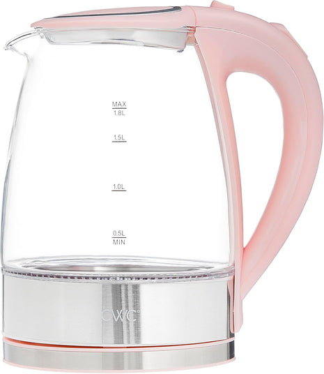 COOK WITH COLOR Electric Tea Kettle, 1.8L Cordless Hot Water Boiler, 1200W Rapid Boil, Auto Shutoff & Boil Dry Protection, BPA Free, Sleek Countertop Design, Blush