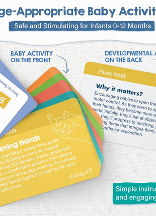 Lulu & You Baby Activity Cards - Playtime Ideas Focused on Baby Development and Stimulation - Newborn Activities from Birth to 1 Year – 0-12 Months Old Baby Must Haves - Baby Activity Book