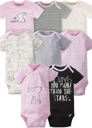 Gerber Baby 8-Pack Short Sleeve Onesies Bodysuits, Clouds, 0-3 Months