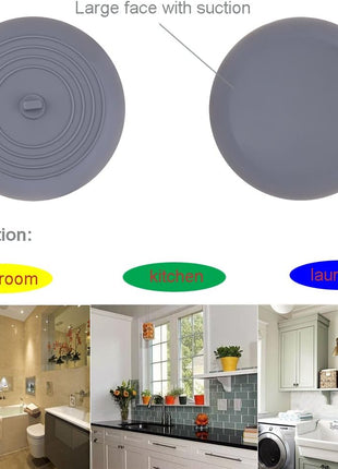 V-TOP Tub Stopper 2 Pack, 6 inches Large Silicone Drain Plug Hair Stopper Flat Suction Cover for Kitchen Gadgets Bathroom Accessories and Laundry
