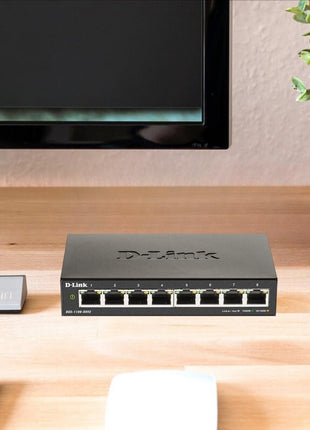 D-Link 8-Port Gigabit Smart Managed Ethernet Switch, L2,VLANs, QoS, IGMP Snooping, LAG, Sturdy Metal with Shielded Ports, Desktop, Fanless, Follows NDAA/TAA, Lifetime Product Coverage (DGS-1100-08V2)