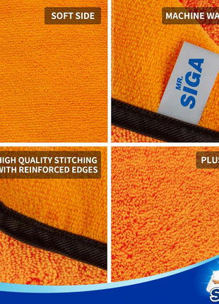 MR.SIGA Professional Microfiber Towels for Cars, Scratch Free, 6 Pack | Dual-sided car washing and detailing towels, gold, 40 x 60 cm(15.7 x 23.6 inch)