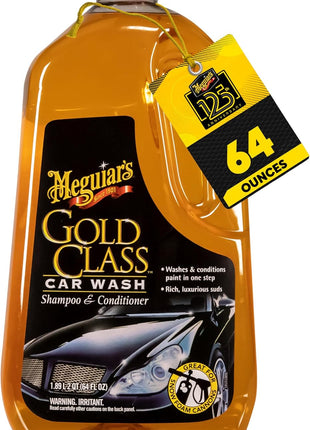 Meguiar's Gold Class Car Wash – Premium Foaming Auto Wash Soap, High Gloss Finish, Safe for Clear Coats, Deep Cleans without Removing Waxes, Car Detailing Supplies for Cars, Trucks & SUVs – 64 Oz