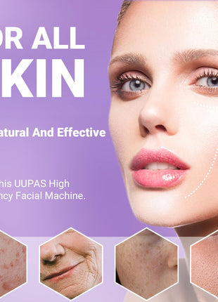 High Frequency Facial Wand-UUPAS Portable Handheld High Frequency Facial Machine Skin Facial Wand with 4 Violet Tubes