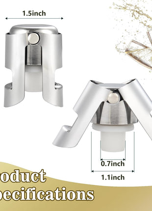 I MART Pack of 6 Stainless Steel Champagne Stoppers, Prosecco, Sparkling Wine Bottle Stopper, Cork