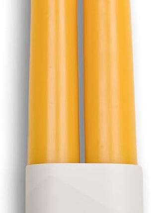 Bluecorn Beeswax Taper Candles, 8 Inch Raw Yellow, 2 Count | 100% Pure Bees Wax Candles, Unscented, Dripless & Clean Burning, Hand-Dipped in USA