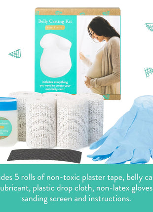 Kate & Milo Belly Casting Kit, Pregnancy Keepsake for Expecting Moms | Includes 5 Non-Toxic Plaster Rolls, Lubricant, Drop Cloth, Gloves, Sanding Screen and Instructions