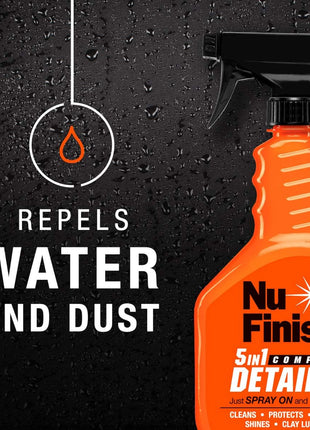5-in-1 Complete Detailer Spray with Towel by Nu Finish, Preserves and Protects Car Detailing, Includes 1 Microfiber Towel, 22 Oz Spray