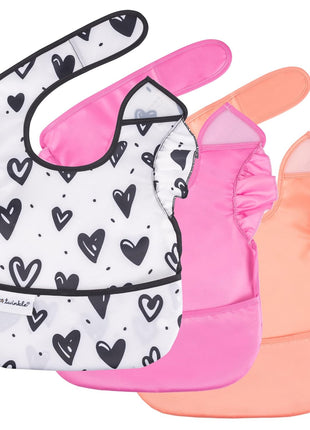 Tiny Twinkle Mess-Proof Baby Bibs for Eating | Waterproof, Wipeable Toddler Bibs with Catch-All Pocket | Feeding Bibs for Girls & Boys(3 Pack,Unicorn)