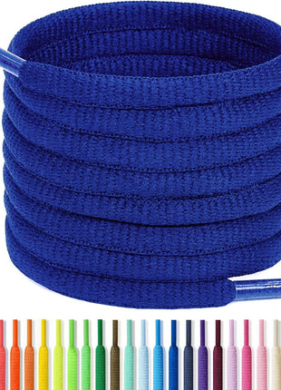 Handshop Half Round Shoelaces 1/4 inch - Oval Shoe Laces Replacements For Sneakers and Athletic Shoes Sports Black 45.3 inch (115cm)