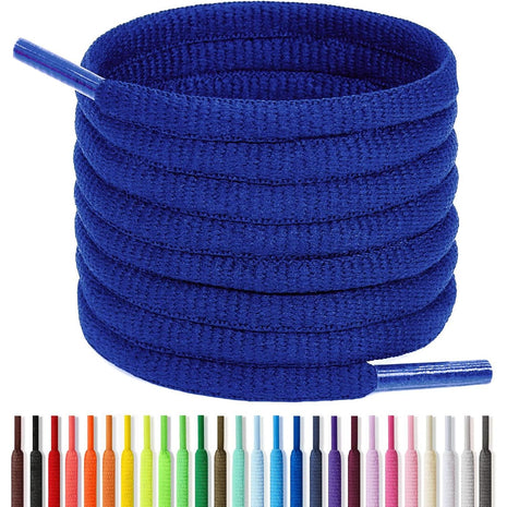 Handshop Half Round Shoelaces 1/4 inch - Oval Shoe Laces Replacements For Sneakers and Athletic Shoes Sports Black 45.3 inch (115cm)