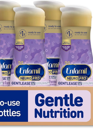 Enfamil NeuroPro Gentlease ready-to-feed baby formula, smaller proteins for easy digestion, brain-supporting DHA, prebiotic, HuMO6 blend, eases fussiness, gas, spit-up in 24hrs, 32 fl oz, 6 pack*
