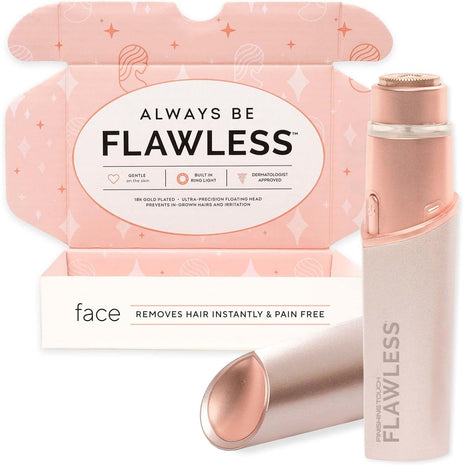 Finishing Touch Flawless Facial Hair Remover for Women, Rose Gold Electric Face Razor with LED Light, Recyclable Packaging