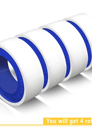 VOTMELL 4 Rolls 1/2 Inch(W) X 520 Inches(L) Teflon Plumbers Tape,Pipe Sealing & Plumbing Thread Tape,PTFE Water Sealant Seal for Shower Head,White