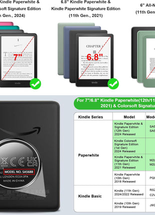 Fintie Case for 7 inch/6.8 inch Kindle Paperwhite(12th/11th Generation-2024/2021) and Kindle Colorsoft Signature Edition -Slim Foldable Stand Cover Auto Wake/Sleep for Paperwhite 2024, Black | Slim, Auto Wake/Sleep, Paperwhite 2024, Black