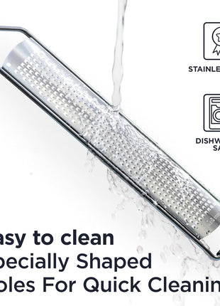 Deiss PRO Citrus Lemon Zester & Cheese Grater — Parmesan Cheese, Lemon, Ginger, Garlic, Nutmeg, Chocolate, Vegetables, Fruits - Razor-Sharp Stainless Steel Blade + Protect Cover - Dishwasher Safe