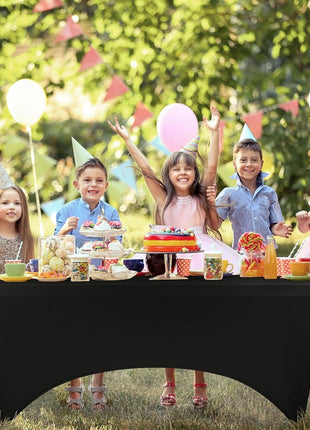 Utopia Kitchen Spandex Table Cloth 2 Pack [6FT, 72Lx30Wx30H Inch, Black] | Tight, Fitted, Washable and Wrinkle Resistant Stretch Rectangular Patio Table Cover for Event, Wedding, Banquet & Parties