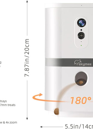 Petalk AI II Dog Camera Automatic Treat Dispenser, 5G WiFi Pet Camera with 180° Pan Full-Room View,Night Vision,Two Way Audio for Dogs and Cats,Compatible with Alexa