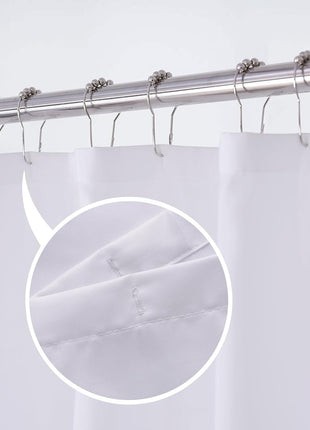 N&Y HOME Fabric Shower Curtain Liner with Magnets Standard Size, White | Hotel Quality, 12 Button Holes, Bottom Magnets, Machine Washable, Water Repellent Cloth Shower Curtain for Bathroom