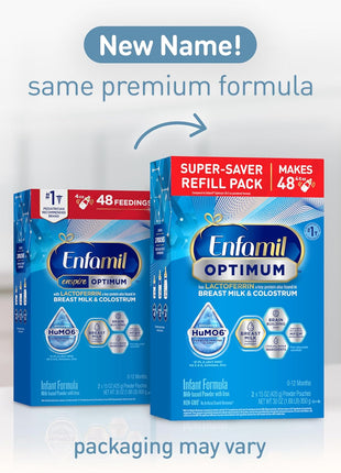 Enfamil Optimum (Enspire), Our Closest Formula to Breast Milk, Immune-Supporting Lactoferrin and Brain-Building DHA Baby Formula, Powder 30 Oz Refill, Pack of 4