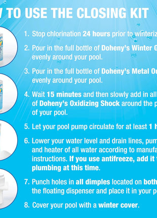 Doheny's Ultimate Pool Closing Kit, Winterizing Chemicals for Above Ground Pools, Inground Pools, Includes Pool Shock, Winter Pill, Algaecide, Stain Preventer, Treats up to 15,000 Gallons