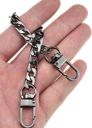 HAHIYO Mini Pochette Purse Chain Strap Slim Wide 7mm for LV Length 7.9 Inches Extra Thick 2.6mm Shiny Black for Handbag Wallet Clutch Comfortable Flat Metal Strap 1 Pack