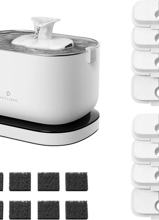 PETLIBRO Replacement Filters for Dockstream Cat Water Fountain PLWF106/PLWF116/PLWF115/PLWF105/PLWF005, 4 Months Set of Replacement Filters for Ultra Quiet Cat Fountain, 8 Count for Pet Water Fountain