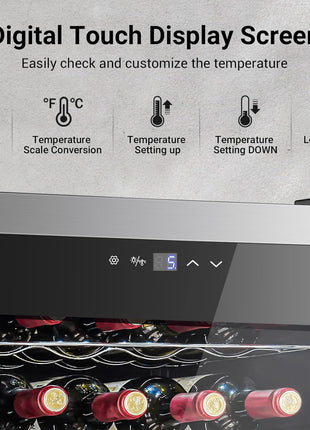 AAOBOSI 24 Inch Dual Zone Wine and Beverage Cooler,19 Bottles & 88 Cans Upgraded Wine Fridge,Built-in and Freestanding,Removable Fashion Wooden Frame,Intelligent Digital Temperatrue Control,Low Noise