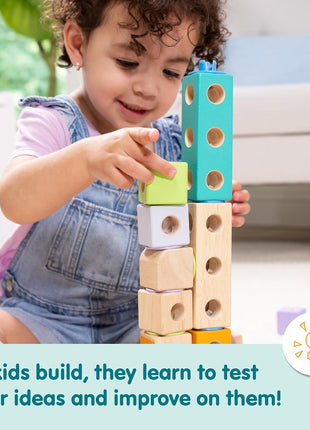 Melissa & Doug BlockablesTM Town Snap and Play, Mix and Match Connectable Wooden Building Blocks Play Set Toy for Preschool Boys and Girls (73 Pcs)