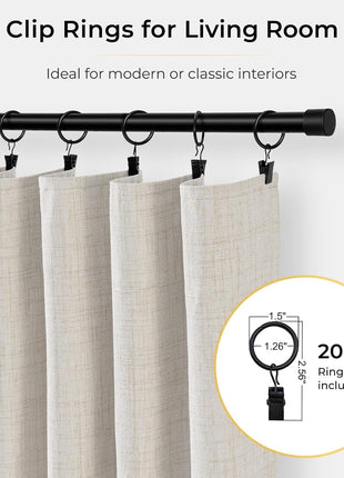 INOVADAY 100% Blackout Curtains for Bedroom, Black Out Curtains 84 Inch Long, Clip Rings Linen Blackout Drapes, Thermal Insulated Room Darkening for Living Room, 2 Panels   Beige,W50xL84