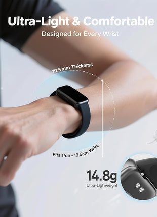 Fitness Tracker for Men & Women with 1.47inch HD Display, Heart Rate & SpO2 Tracking, Sleep & Activity Monitor, 100+ Sports Modes, 3ATM Waterproof Smart Band, Works with Android & iOS, Black