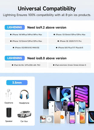 [Apple MFi Certified] 2 Pack Lightning to 3.5 mm Headphone Jack Adapter, iPhone Aux Adapter Converter Dongle Audio Cable Compatible with iPhone 14 13 12 11 X XS 8 7