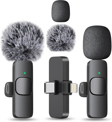 Professional Wireless Lavalier Lapel Microphone for iPhone, iPad - Cordless Omnidirectional Condenser Recording Mic for Interview Video Podcast Vlog YouTube