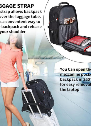 SHRRADOO Extra Large 50L Travel Laptop Backpack with USB Charging Port, College High School Backpack Airline Approved Business Work Bag Fits 17 Inch Computer for Men Women