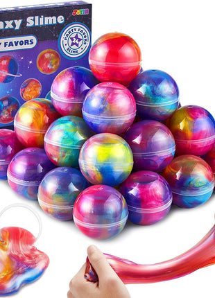 JOYIN Slime Party Favors, 24 Pack Galaxy Slime Ball - Stretchy, Non-Sticky, Mess-Free, Stress Relief, and Safe - Toys for Girls and Boys - Easter, Classroom Reward, Party Supplies, Valentines