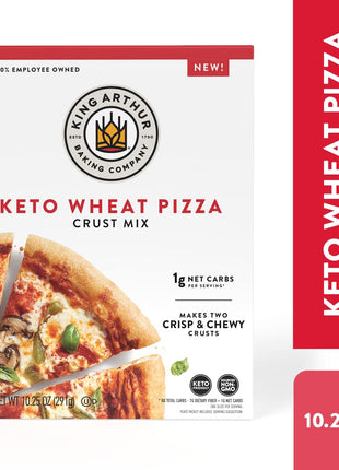King Arthur Keto Pizza Crust Mix: Low Carb Delight with 1g Net Carbs per Serving   Easy to Make, Crisp & Chewy 10.25 oz Mix for Two 12 in Crusts   Perfect for Keto Pizza Lovers