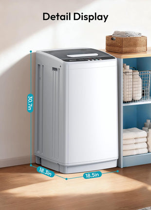 EUHOMY 1.03cu.ft Portable Washer, 8.8Lbs Capacity Small Portable Washing Machine with 10 Programs 5 Water Levels, Drain Pump and LED Display,Compact Washer for Apartments, RVs, Homes, Light Gray