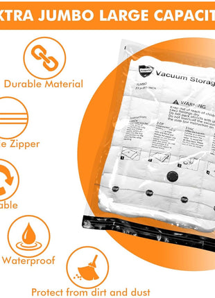 12 Pack Vacuum Storage Bags (3 Jumbo, 3 Large, 3 Medium, 3 Small),Plastic Packaging Bags,Space Saver Sealer Compression Bags with Travel Hand Pump for Blankets, Comforters, Pillows, Clothes Storage