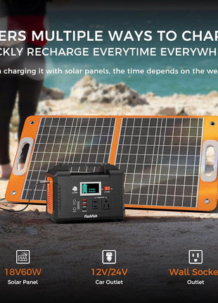Flashfish 200W Portable Power Station 151Wh, 400W Peak Solar Generator with 110V AcOutlet, 2 DC & 3 USB Ports, Backup Battery for CPAp Camping, Home, Outdoor EmergencyPower supply