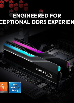 G.SKILL Trident Z5 Neo RGB Series DDR5 RAM (AMD EXPO & Intel XMP 3.0) 64GB (2x32GB) 6000MT/s CL36-36-36-96 1.35V Desktop Computer Memory U-DIMM - Matte Black (F5-6000J3636F32GX2-TZ5NR)